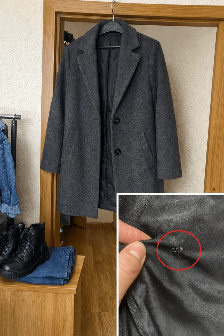 Шерстяное пальто графитового цвета, 44