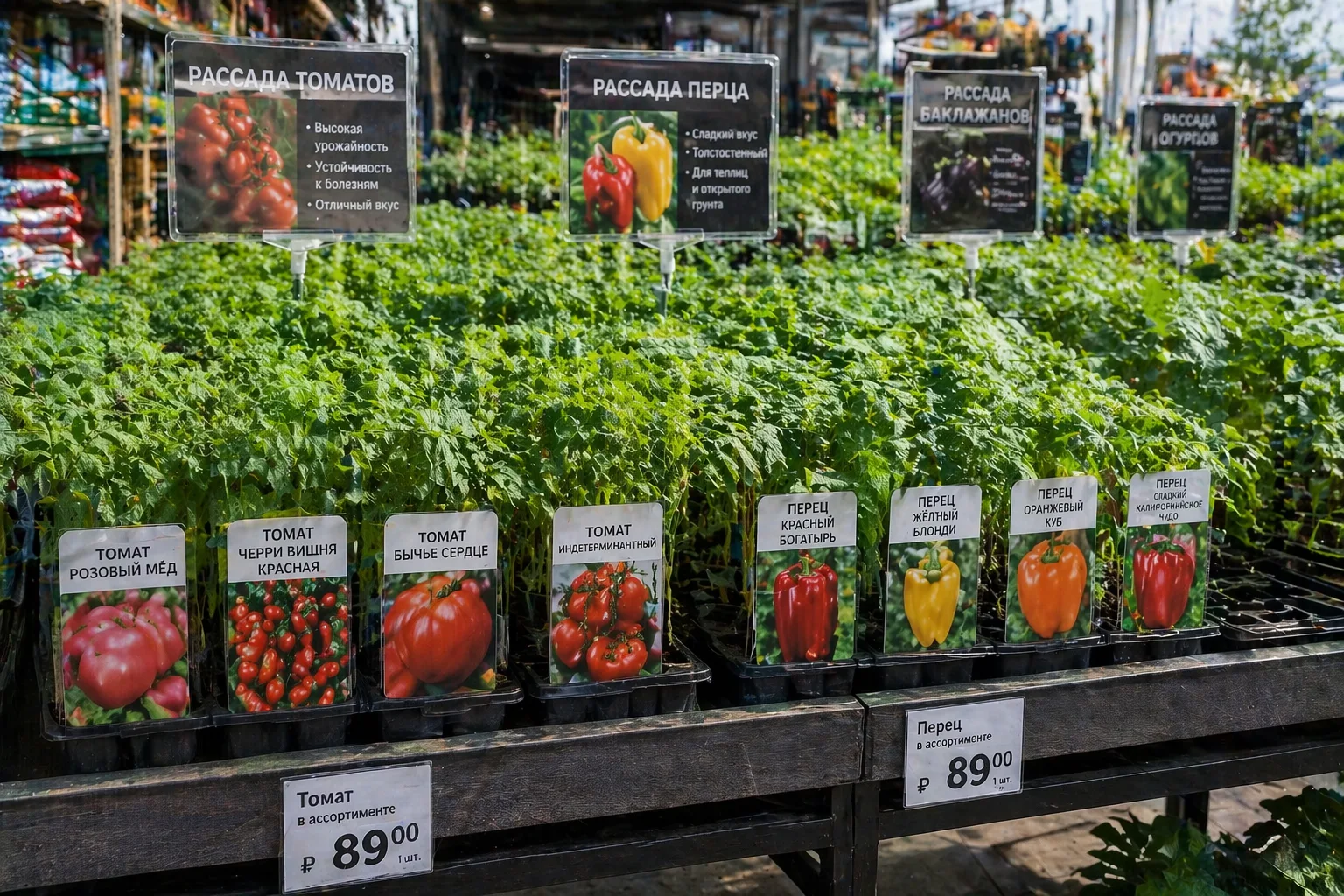 Рассада томатов и перца